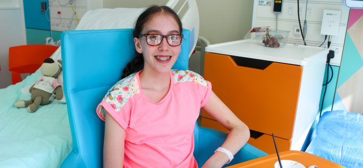 12 year old Kate in a hospital room