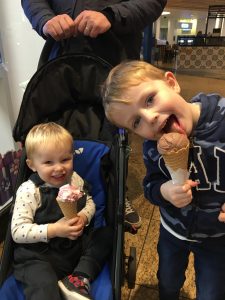 Eli and his brother tommy eating ice cream