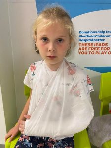 Charlotte with broken arm