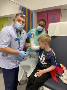 Freddie in Plaster clinic